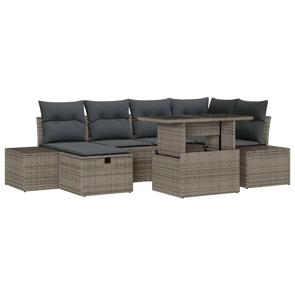 Set Divano da Giardino 7 pcs Grigio polyrattan 3361208