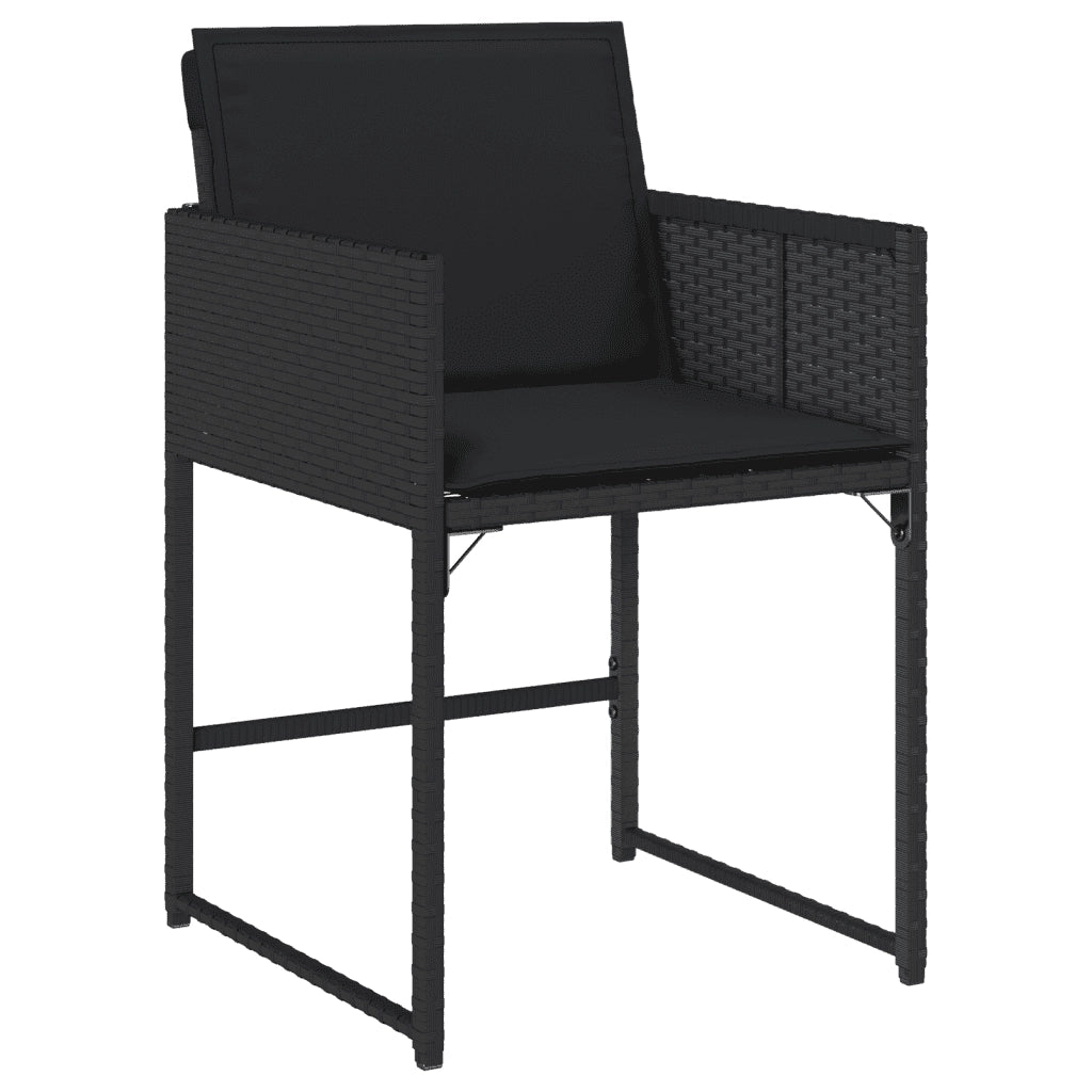 Set da Pranzo da Giardino 13pz con Cuscini Nero in Polyrattan 3211303