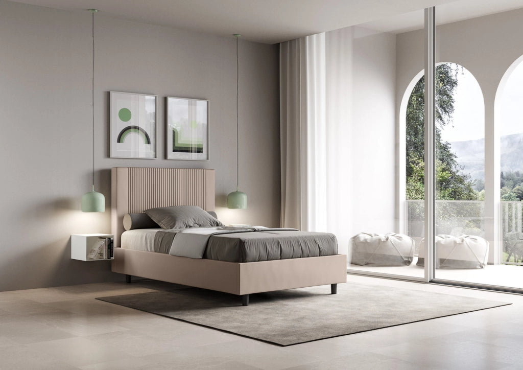 Letto 1 Piazza e Mezzo 130x200 cm con Rete Goya Tortora