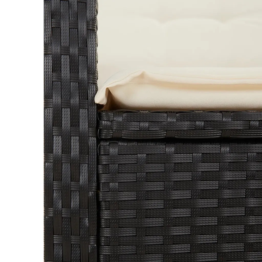 Set da Pranzo da Giardino 5 pz Nero con Cuscini in Polyrattan 3212627
