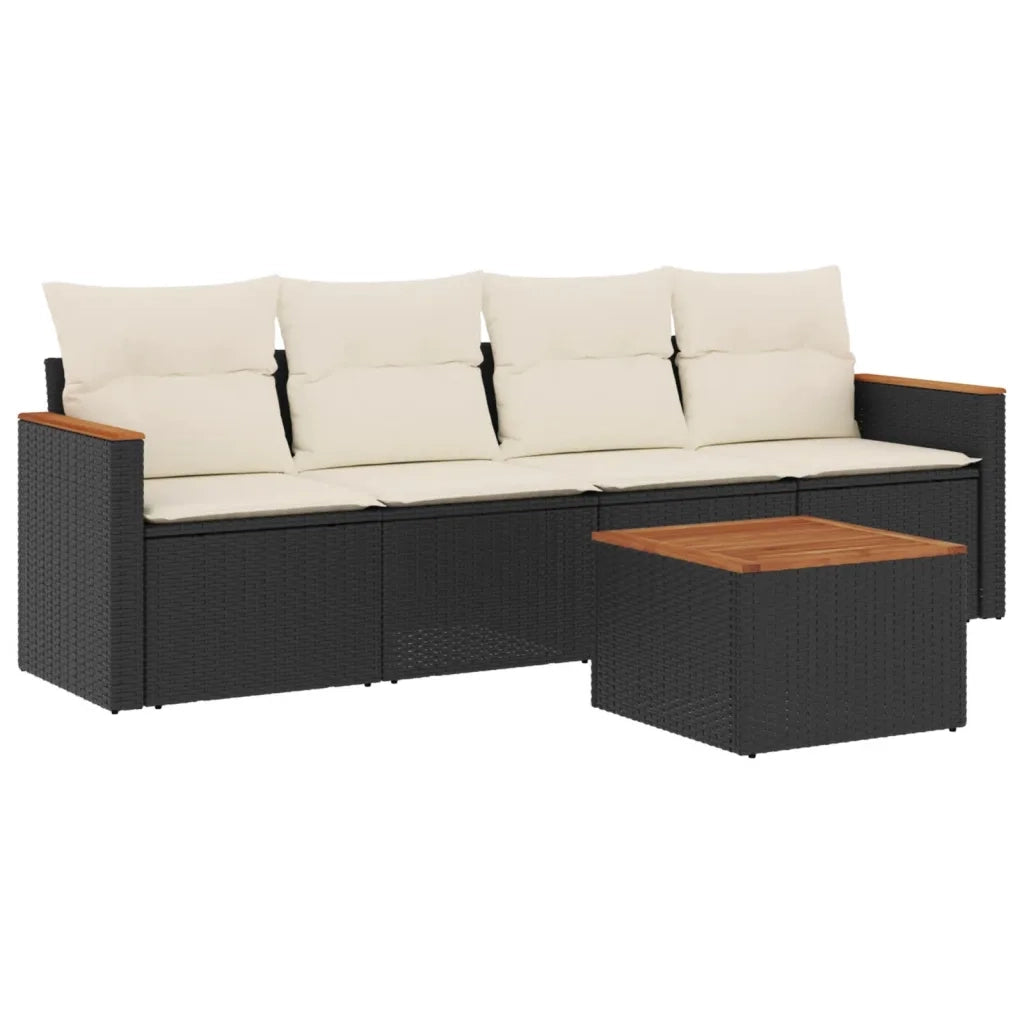 Set Divani da Giardino 5 pz con Cuscini in Polyrattan Nero 3225776