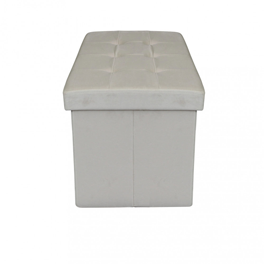 POUF CONTENITORE RETTANGOLARE IN VELLUTO BEIG