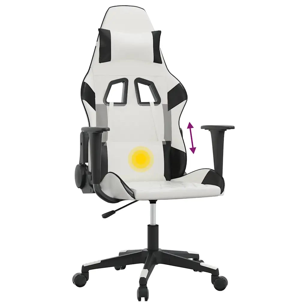 Sedia da Gaming Massaggiante Bianco e Nero in Similpelle 345520