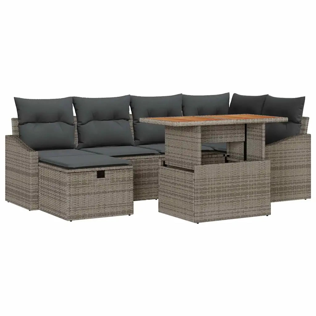 Set Divano da Giardino 7 pcs Grigio polyrattan 3361356