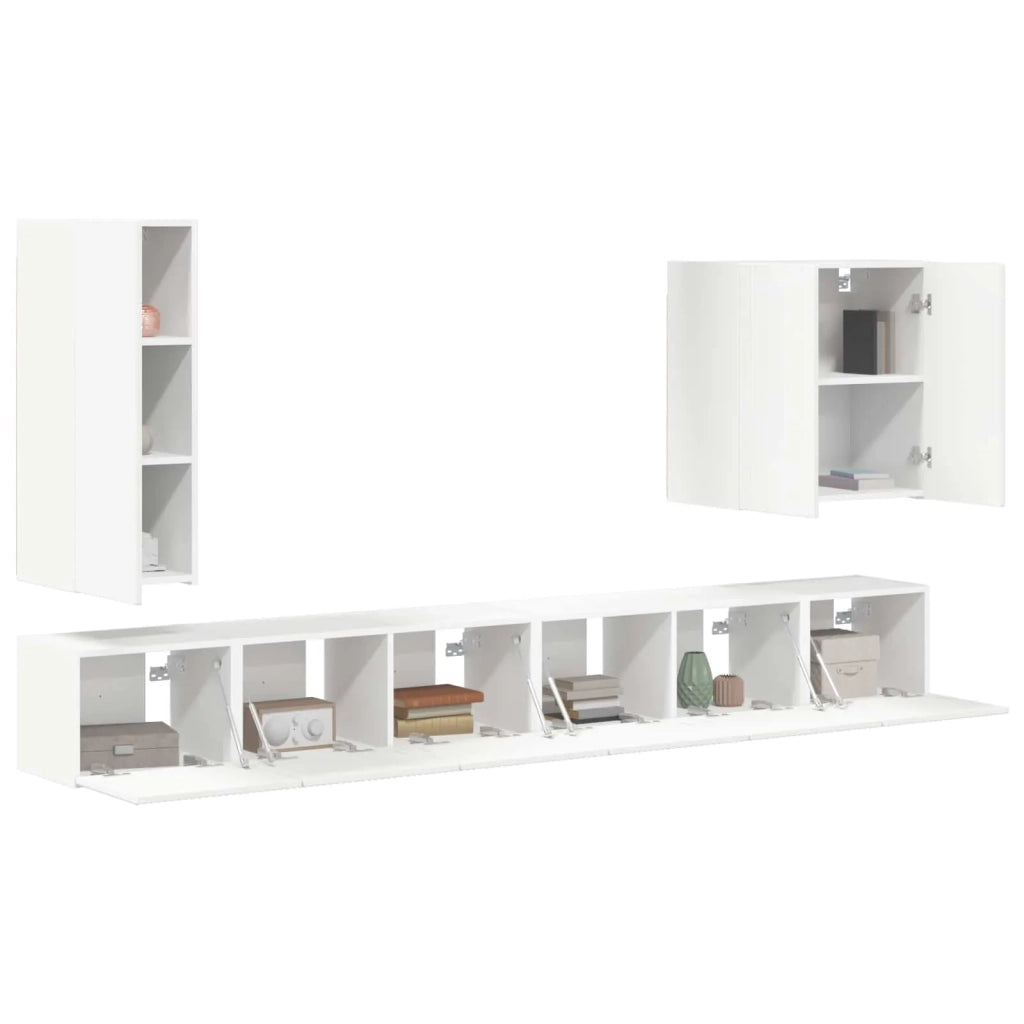 Set di Mobiletto da TV a Parete Montaggio a parete 6 pcs Bianco 3408943