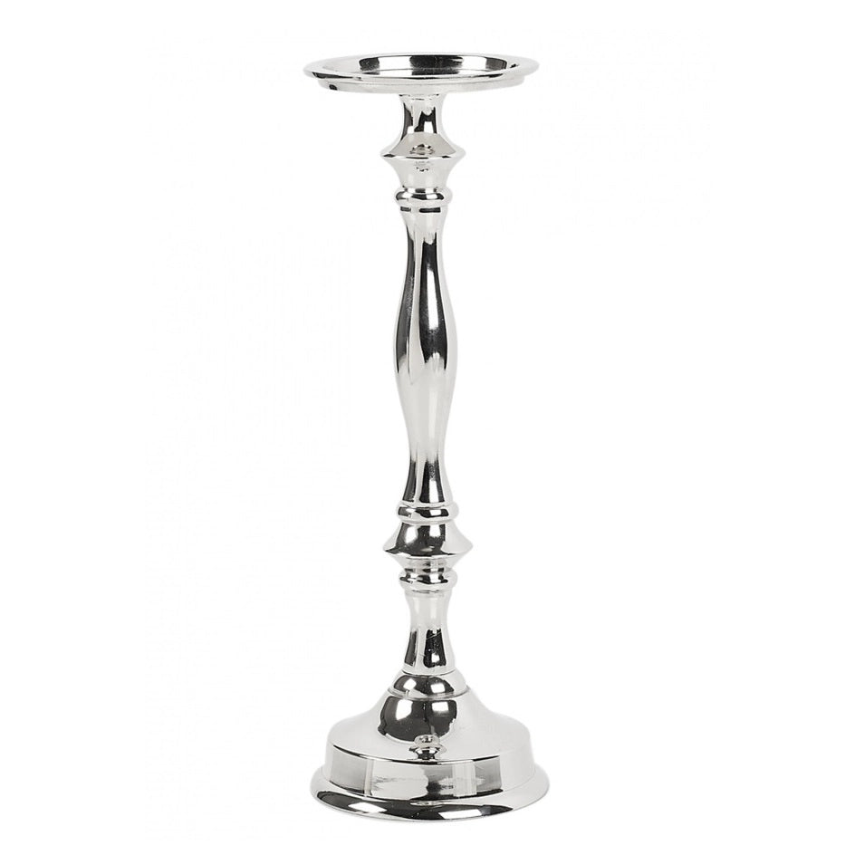 CANDELIERE SINGOLO H27CM ARGENTO IN ALLUMINIO