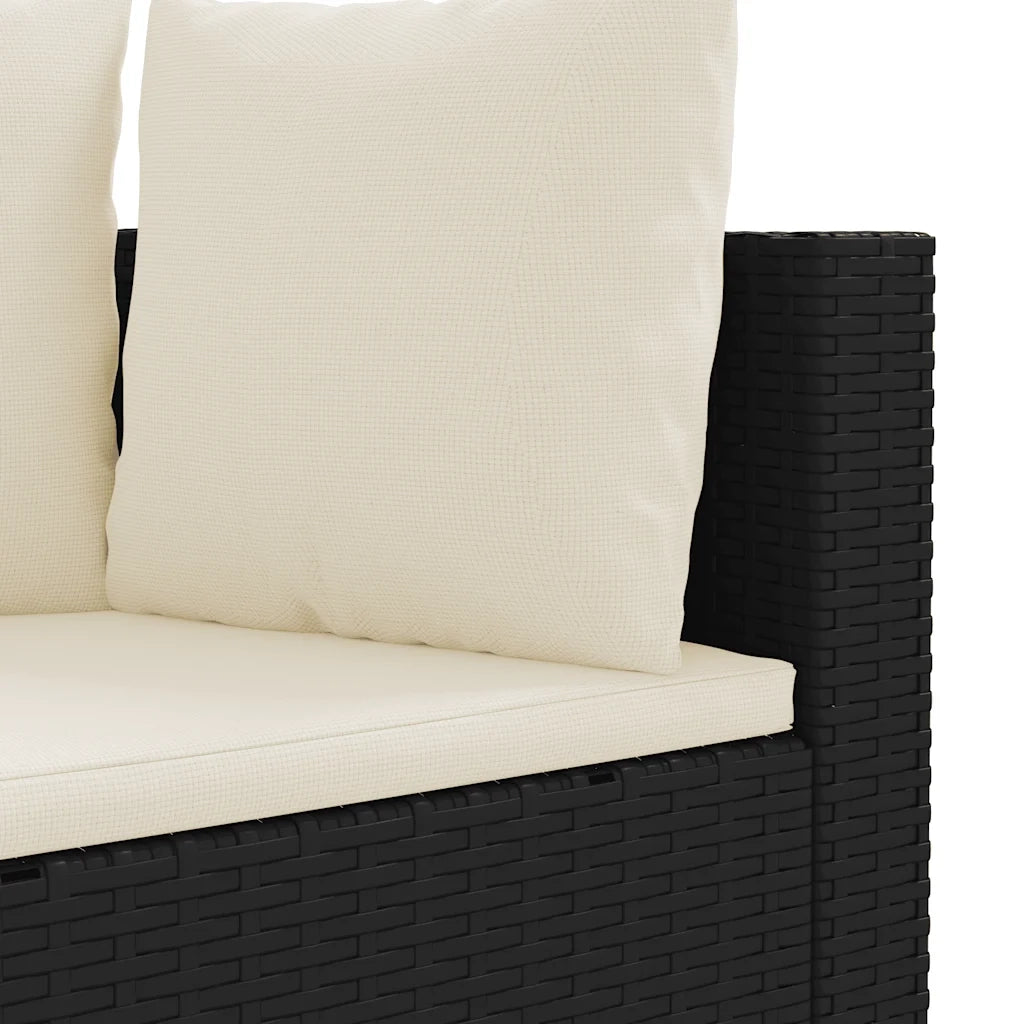 Set Divani da Giardino con Cuscini 7pz Nero Polyrattan