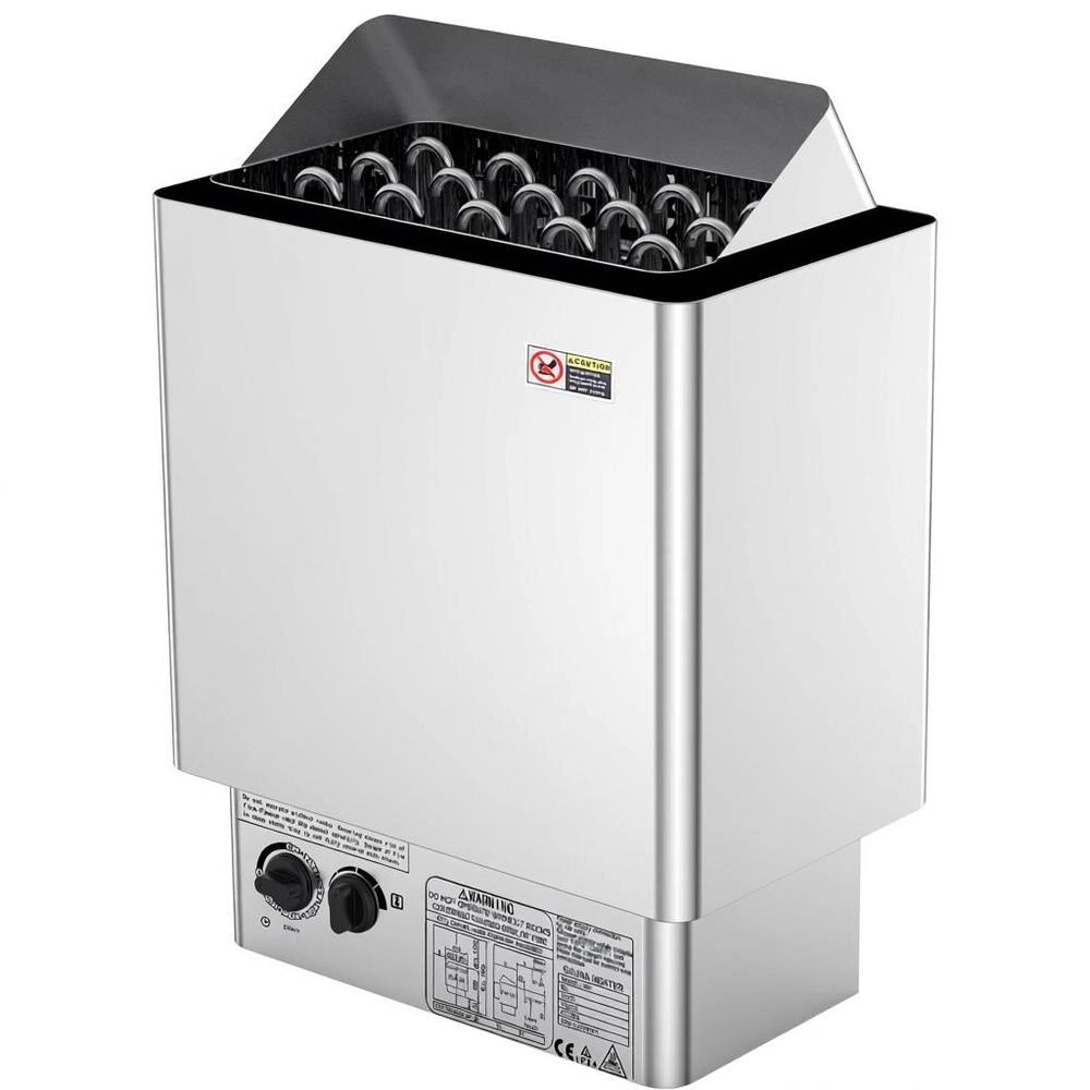 Stufa Sauna Elettrica 8KW Portatile Interno Esterno 400V Timer 3 Ore Controllo Integrato 8-12m³ Acciaio Inox