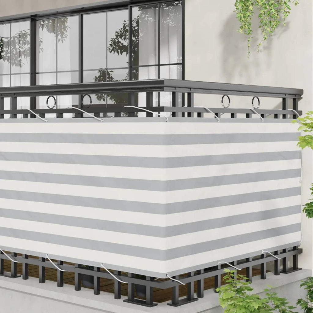 Schermo da balcone | Paravento da Balcone Grigio chiaro e bianco 90 x 1000 cm