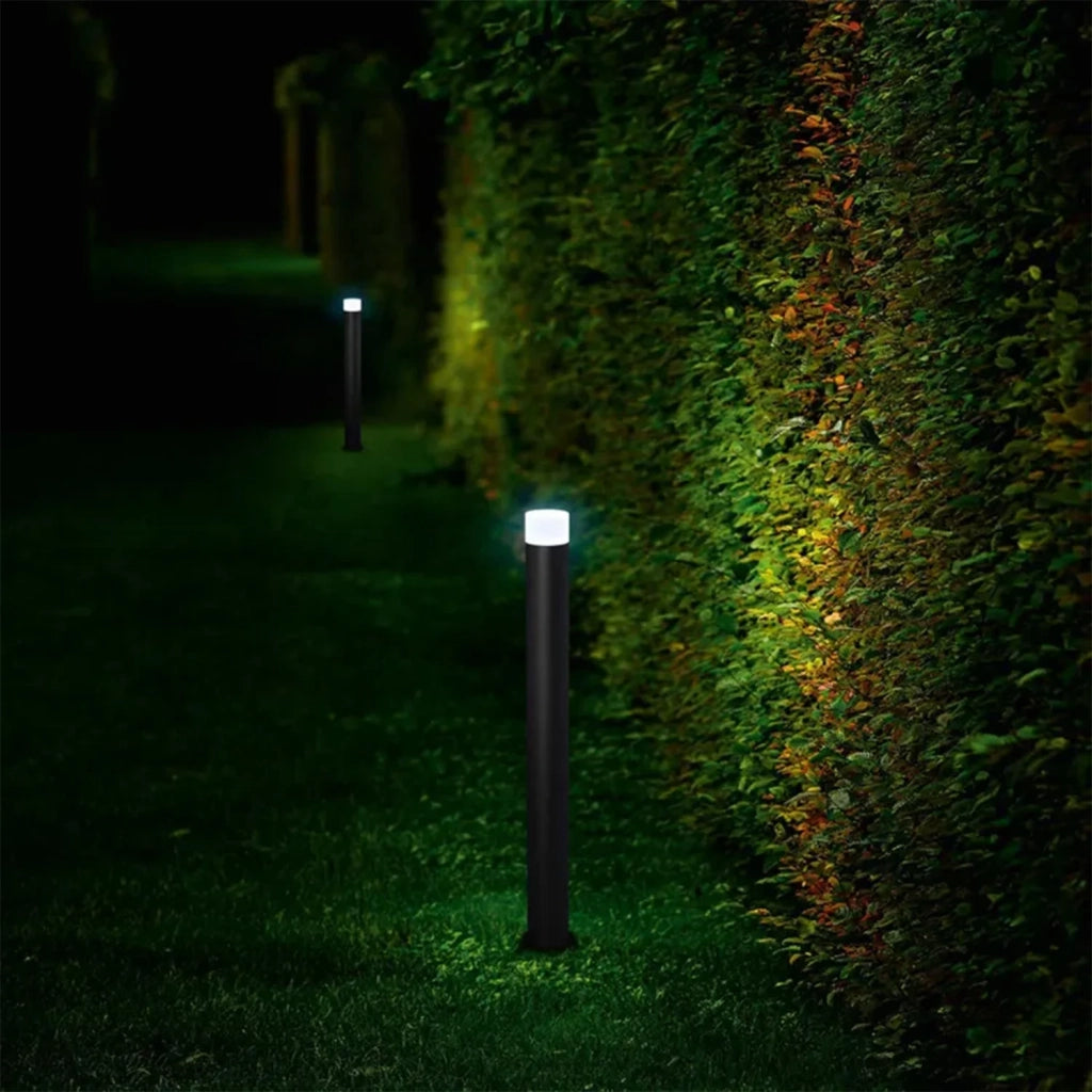 Paletto Esterno Moderno Aiden Alluminio Nero Bianco 1 Luce E27 Ip44