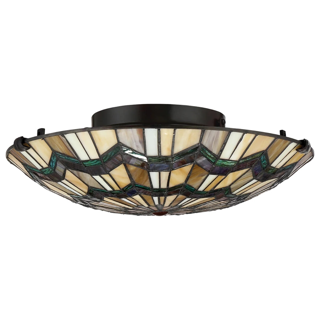 Plafoniera Tiffany Alcott Acciaio Bronzo Valiant 2 Luci E27