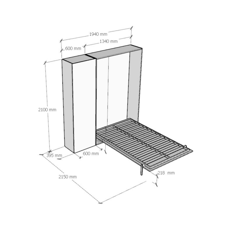 Letto a scomparsa 120 verticale Kentaro con colonna - Noce