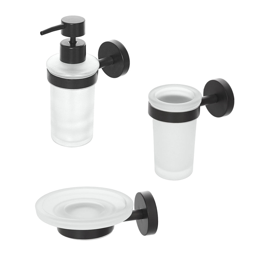 Set accessori a muro 3 pezzi in acciaio nero opaco e viti incluse  Chic Black
