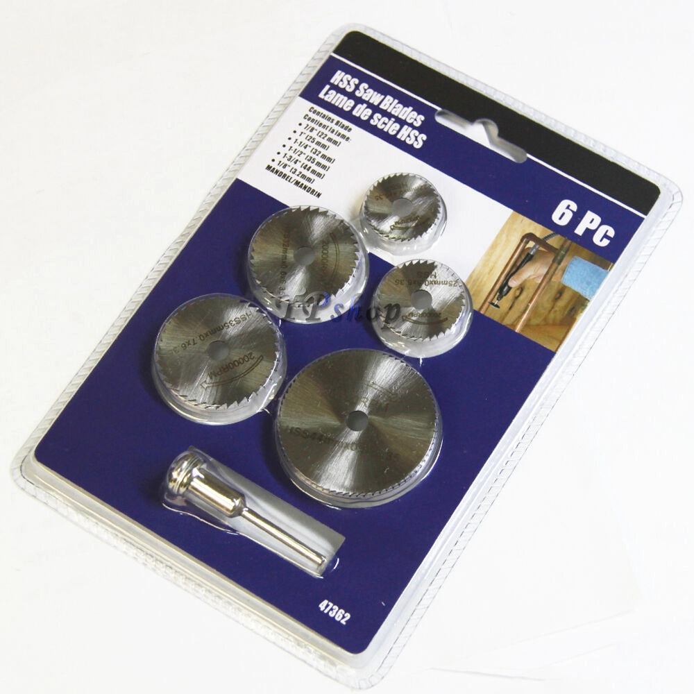 SET ACCESORI 5 DISCHI HSS DENTATI PER MINI TRAPANO DREMEL 2000 RPM PER LEGNO