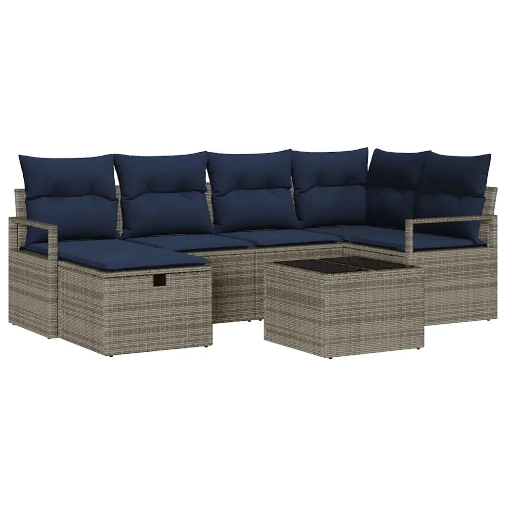 Set di divani con cuscino Grigio e Blu Navy polyrattan 3359194