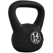 Kettlebell 14kg con Base Piatta e Impugnatura in Plastica e Sabbia Nero