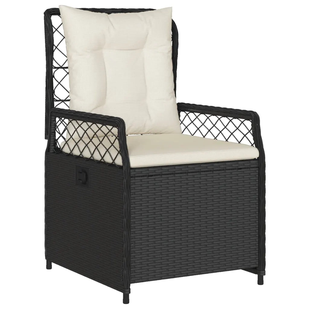 Set da Pranzo da Giardino 9 pz con Cuscini Nero in Polyrattan 3262925