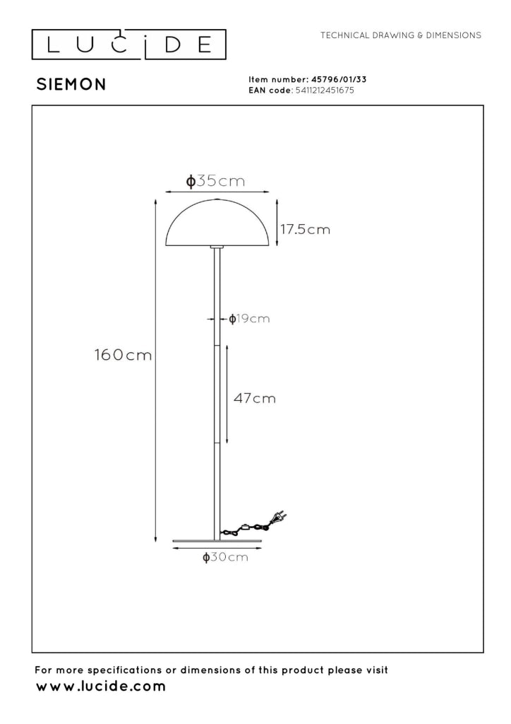 Lampada da terra industriale SIEMON verde metallo E27 Lucide