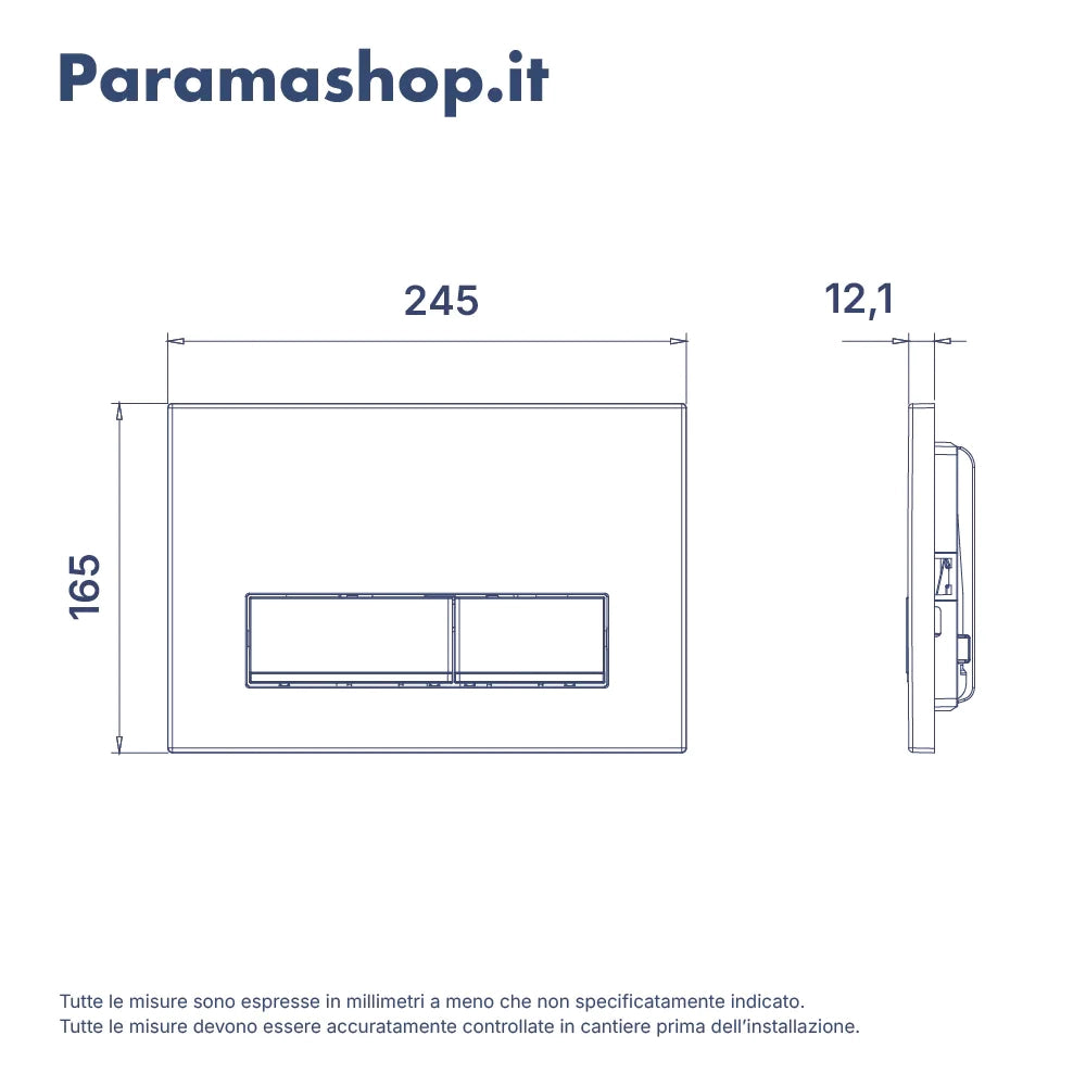 Placca di scarico doppio tasto in ABS silver grey opaco e cromato