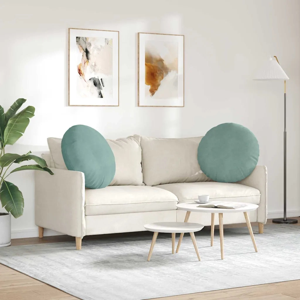 Cuscini per Seduta 2 pcs Verde Mare Ø60 x 21 cm Velluto 42014221