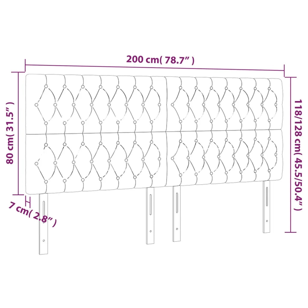 Testiera Nera 200x7x118/128 cm Velluto 3116736