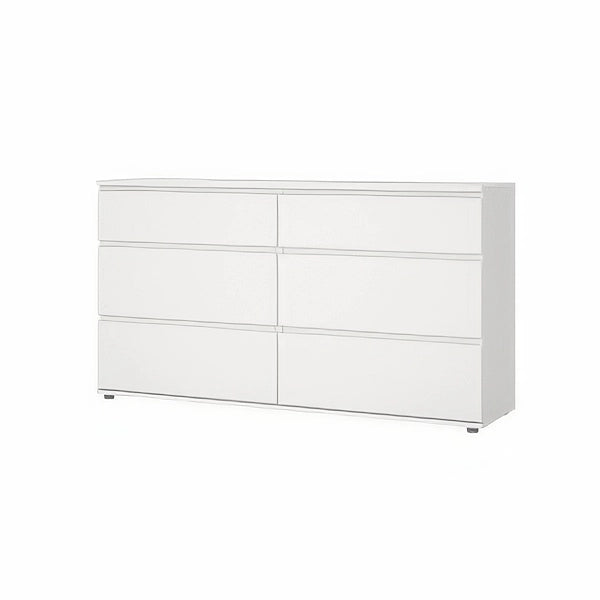 Cassettiera in Kit Bianca 153,4 x 40 x h 83,7 cm a 6 Cassetti con Guide in Acciaio