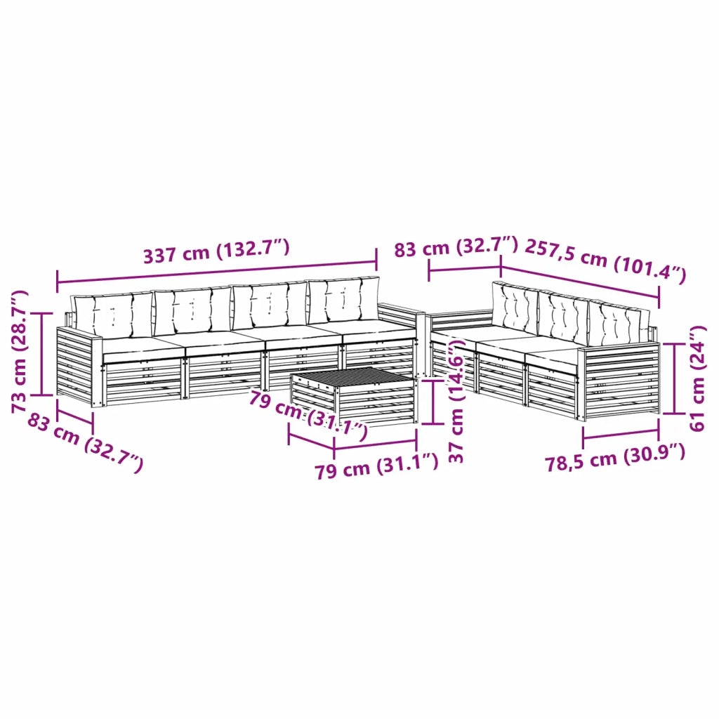Set di divani da esterno 8 pz Bianco e Antracite 3390172