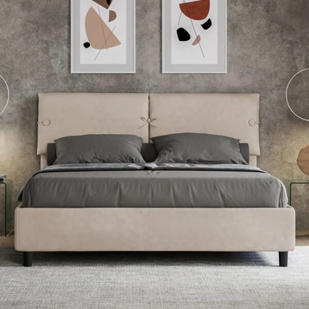 Letto matrimoniale senza rete imbottito 160x210 microfibra sabbia Sleeper
