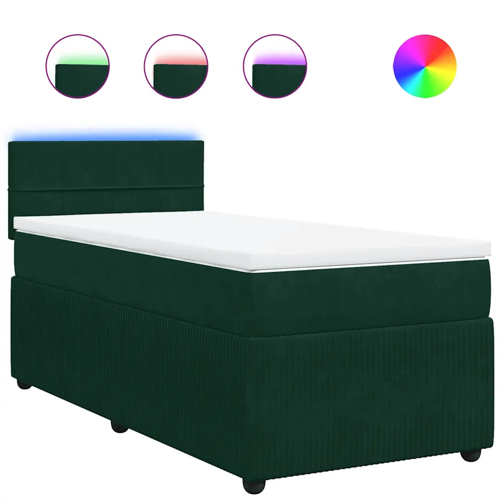 Giroletto a Molle con Materasso Verde Scuro 80x200 cm Velluto 3289893
