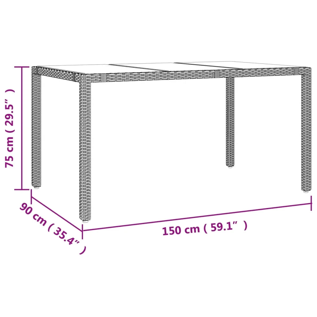 Set da Pranzo da Giardino 7 pz con Cuscini Beige in Polyrattan 3277577