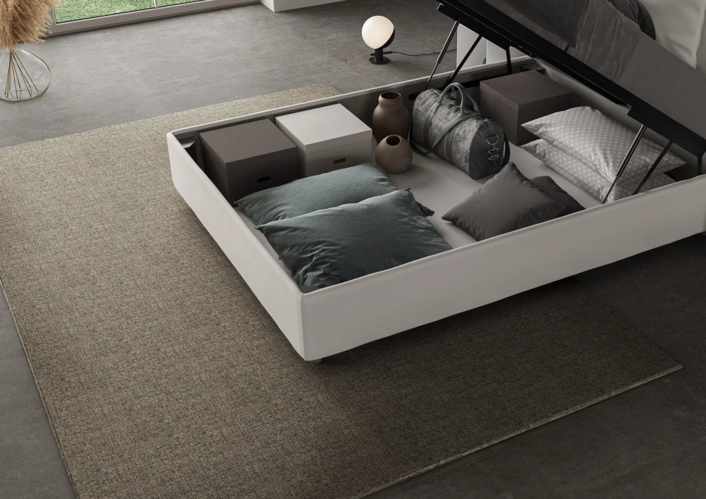 Letto 1 Piazza e Mezzo 130x190 cm con Rete e Contenitore Sunny Bianco