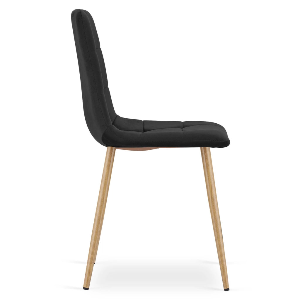 Sedia Kara in velluto nero con gambe effetto legno