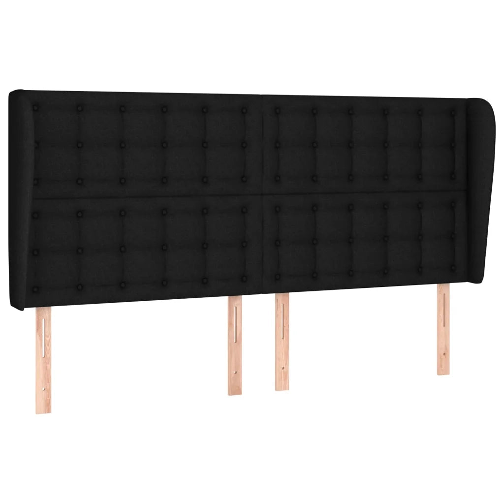 Testiera ad Orecchio Nera 183x23x118/128 cm in Tessuto