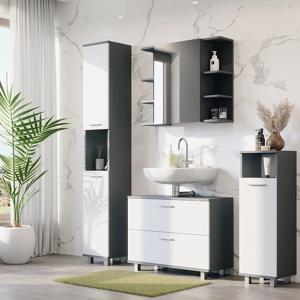 Vicco Set di mobili da bagno Antracite/bianco 4 parti
