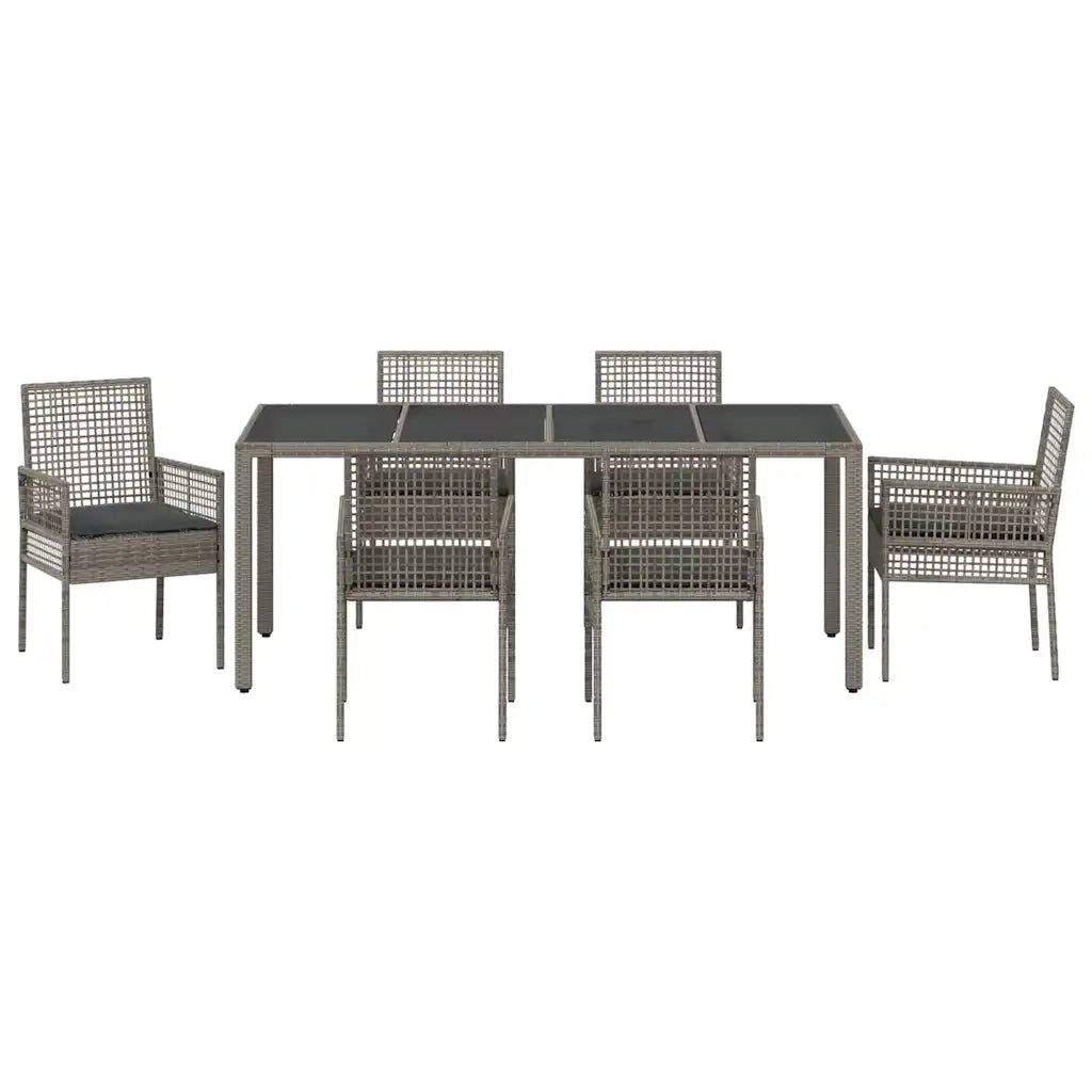 Set da Pranzo per Giardino 7 pcs Grigio polyrattan 3334875