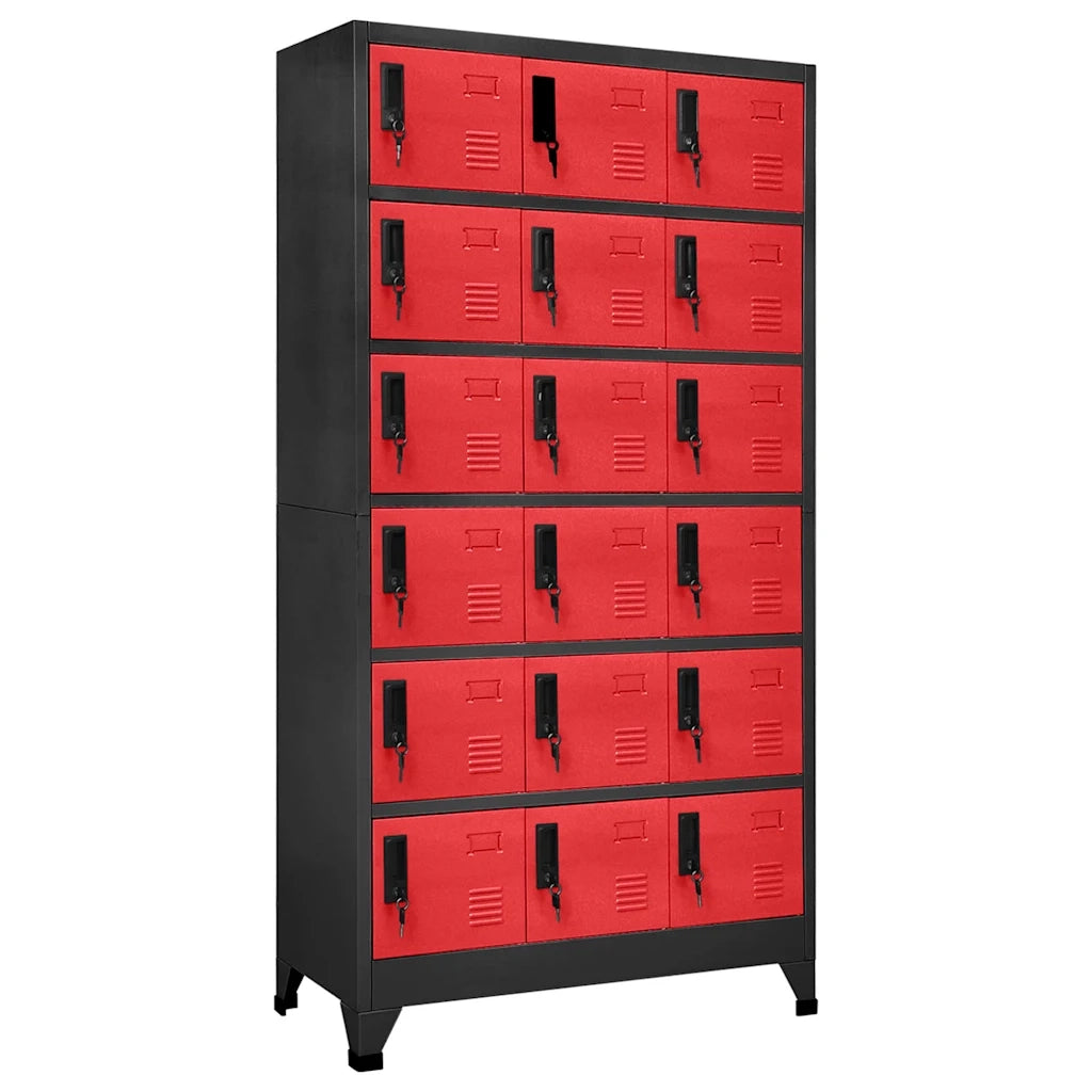 Armadietto con Serratura Antracite e Rosso 90x40x180cm Acciaio 339833