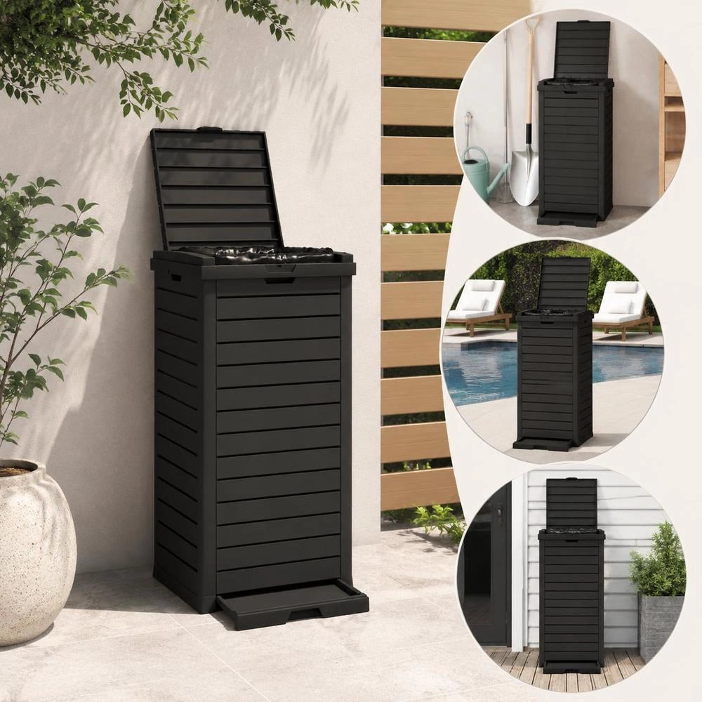 Outdoor Trash Can, Black, 41x41x86 Cm, Polypropylene