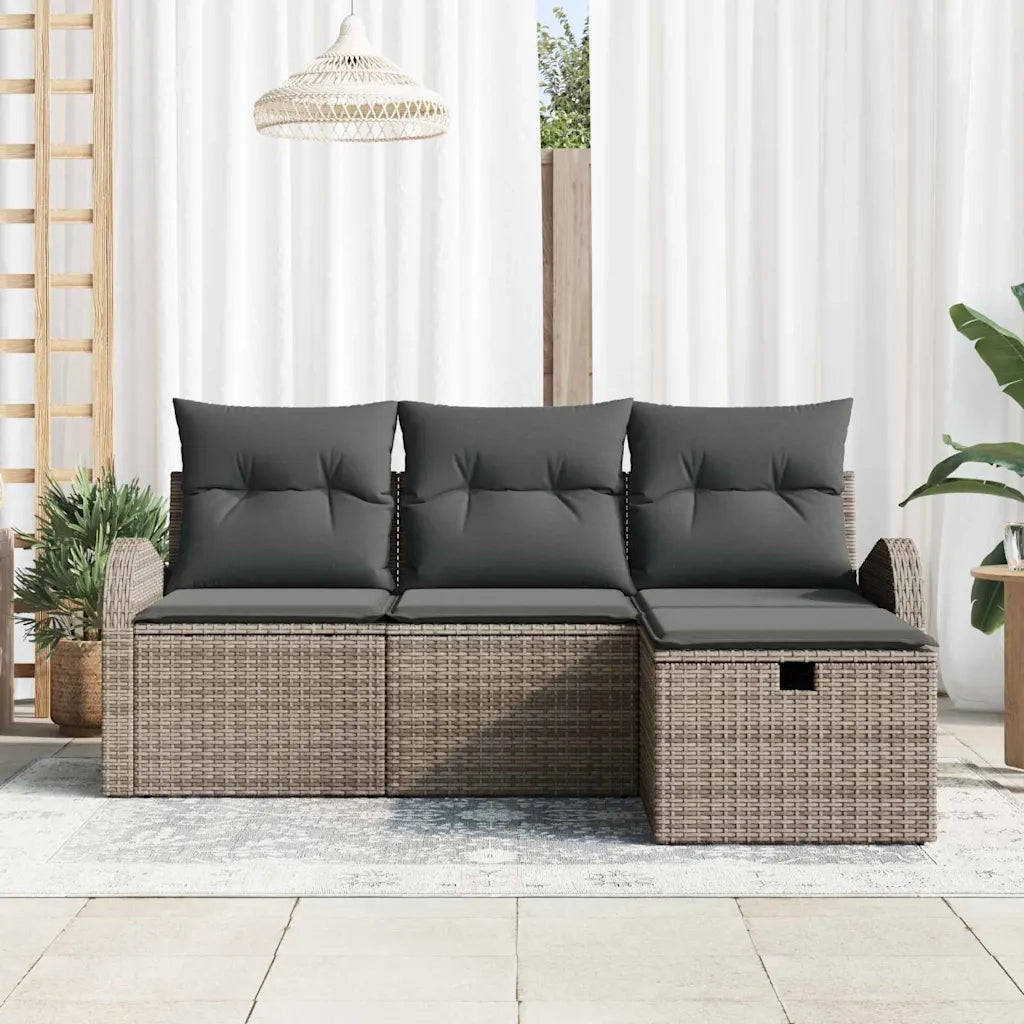 Set di divani con cuscino 4 pcs Grigio polyrattan 3359048