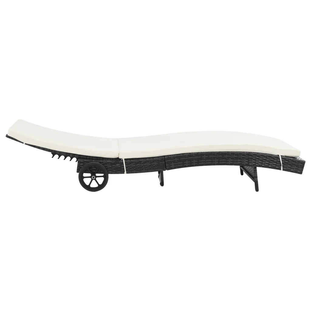 Lettini Prendisole 2 pz con Ruote Cuscini in Polyrattan Nero 3078465
