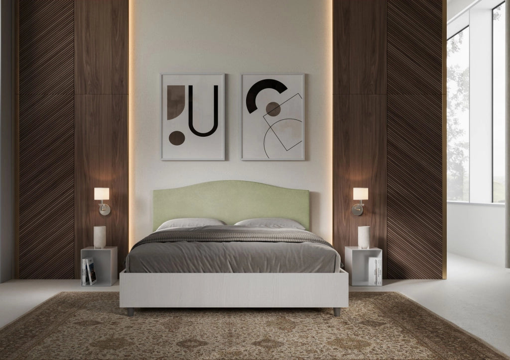 Letto Matrimoniale 160x200 cm con Rete Grace Tè verde