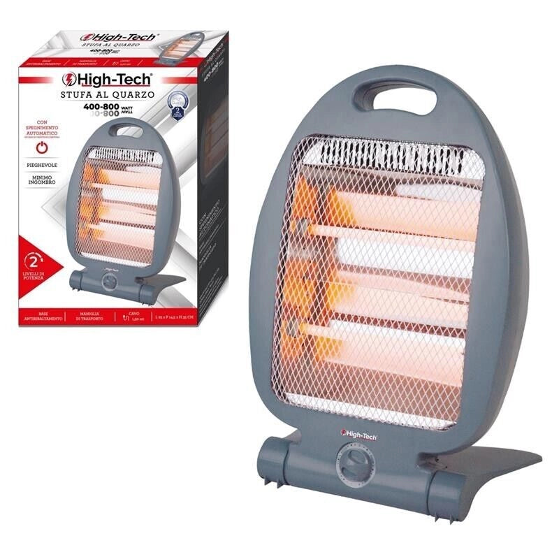 HIGH-TECH STUFA AL QUARZO DA 400- 800 W PIEGHEVOLE CON SPEGNIMENTO AUTOMATICO