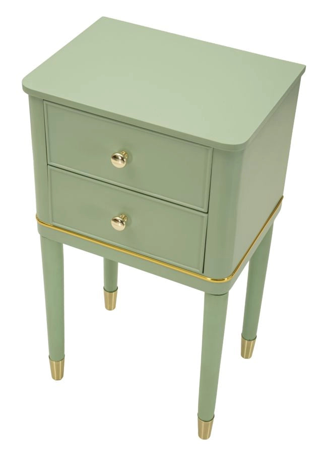 Comodino Camille Verde 40x30x71 cm in Pino e MDF e Ferro