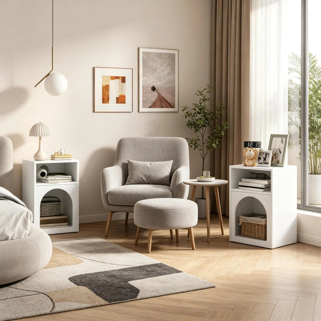 Set di 2 Comodini con Ripiani Aperti 40 x 30 x 60 cm Bianchi - Tavolini per Camera da Letto