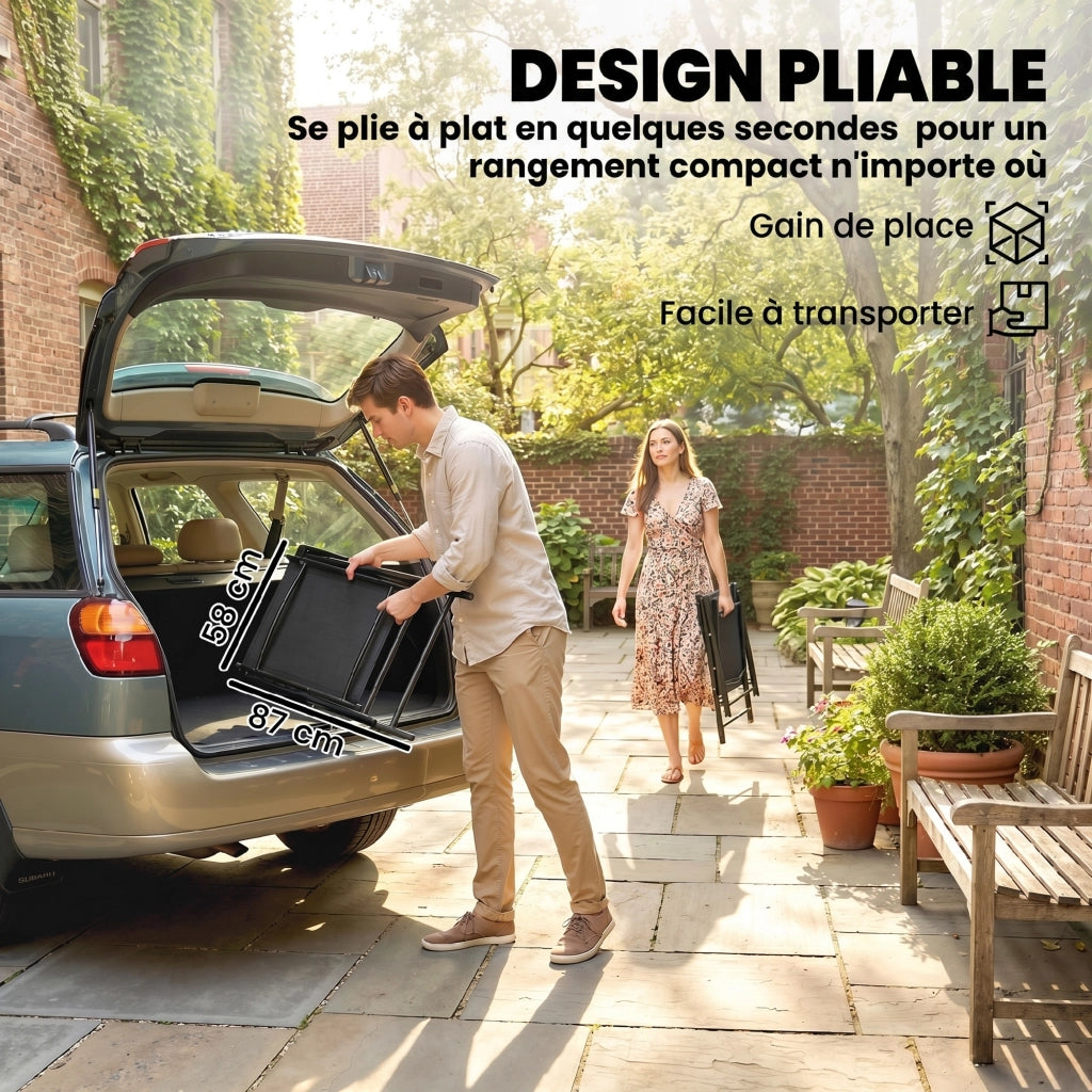 Sedia da giardino pieghevole ¨C Minimal ¨C nero 58x62x97cm