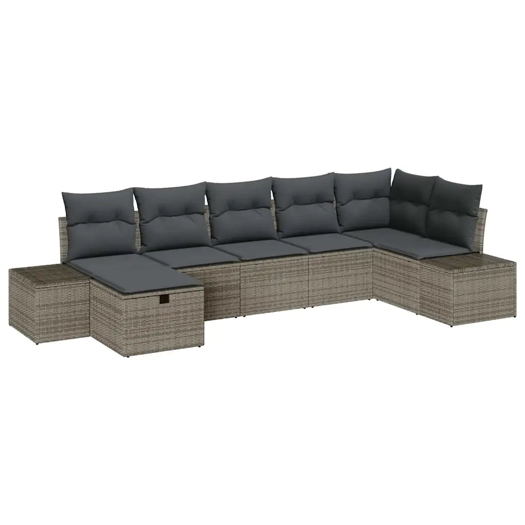 Set Divano da Giardino con cuscino 7 pcs Grigio polyrattan 3359398