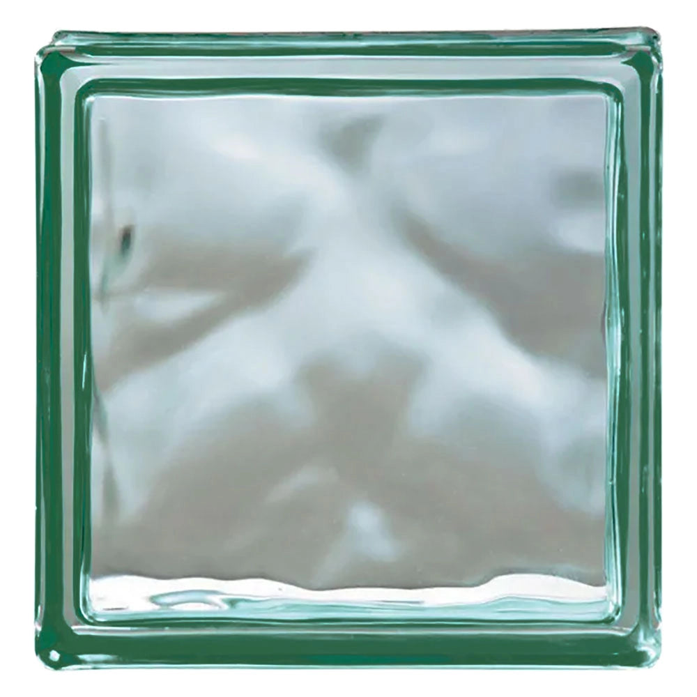 MATTONE IN VETROCAMERA ONDULATO cm 19 x 19 x 8 - verde- 6 pezzi  - UNIKO