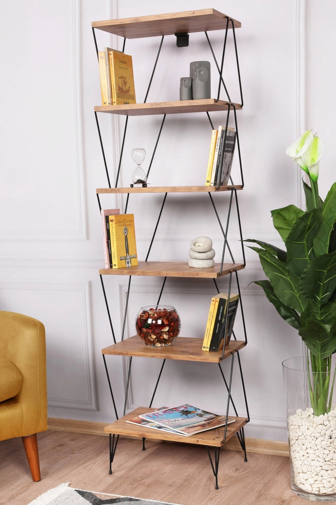 Libreria in legno "Balaban" - 46 x 30 x 165 cm - Marrone