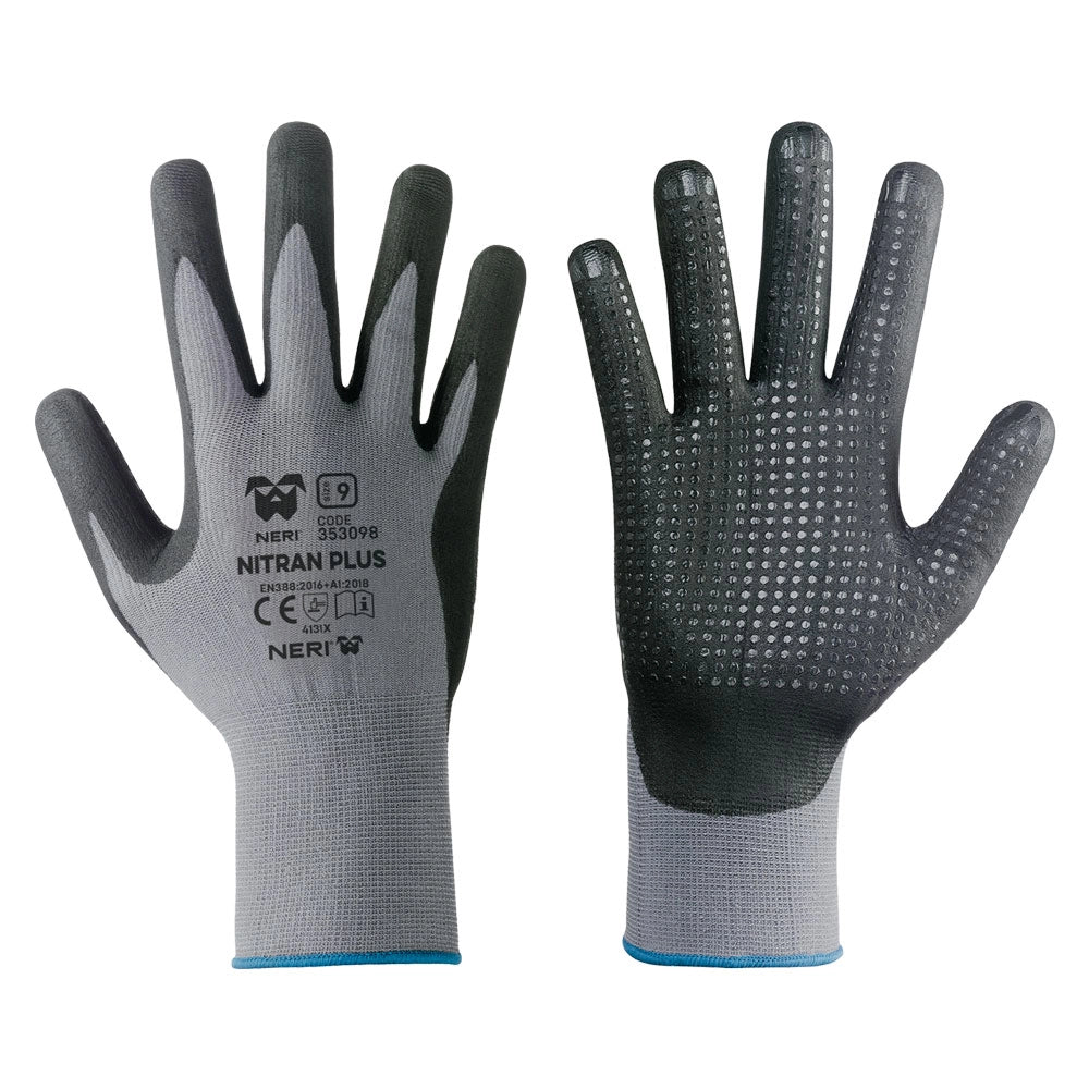 GUANTI NYLON / NITRILE 'NITRAN PLUS' Tg. 9- 12 coppia  - NERI