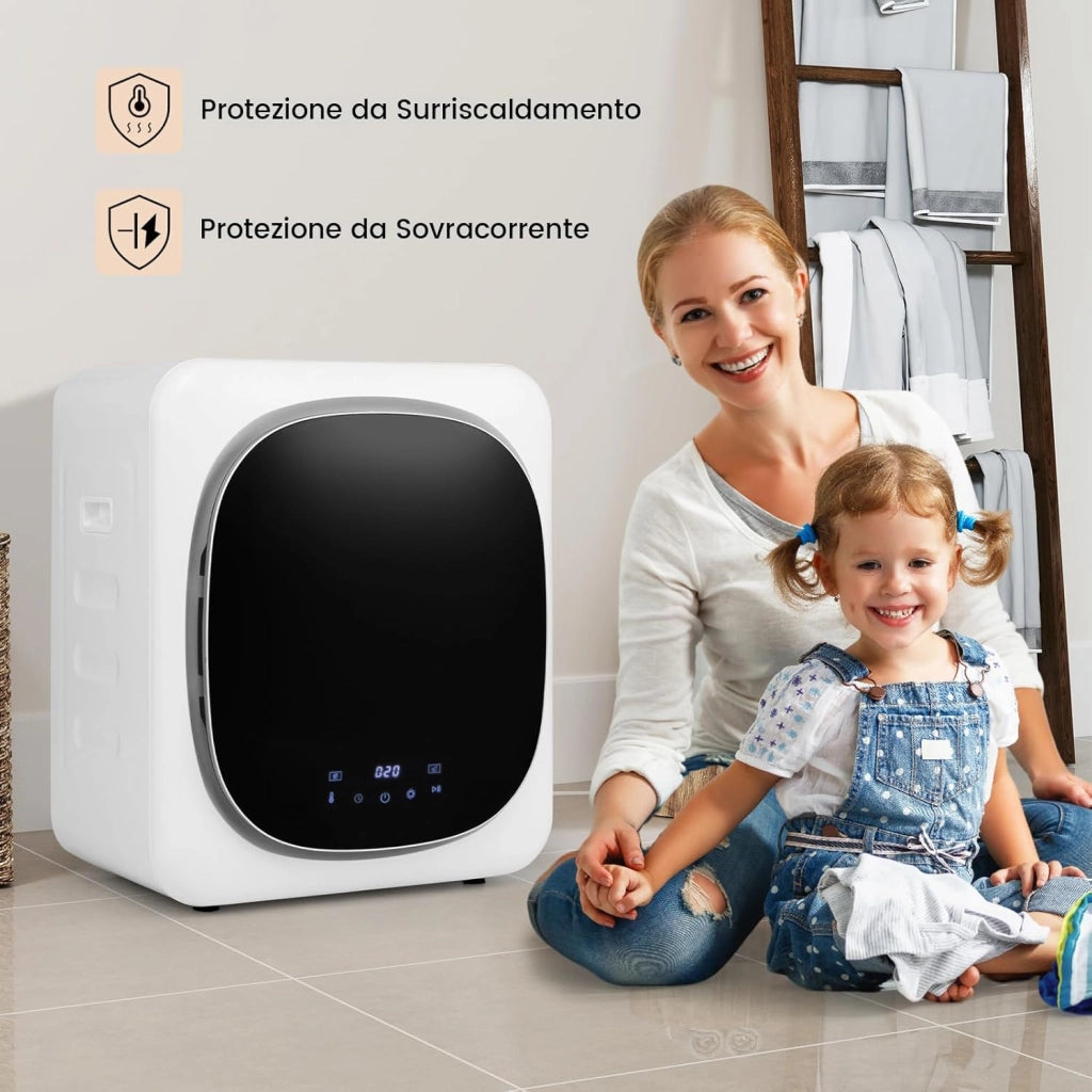 800W Asciugatrice Portatile, Asciugatrice Compatta con Cestello in Acciaio Inox 5kg, panello a LED e Asciugatura Intelligente, Ideale per Casa Appartamento, 48x40x56 cm [Classe di efficienza energetica C]