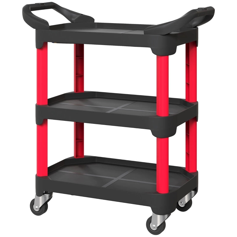 CARRELLO PORTA ATTREZZI A 3 RIPIANI 81x43x96 cm Plastica Nero